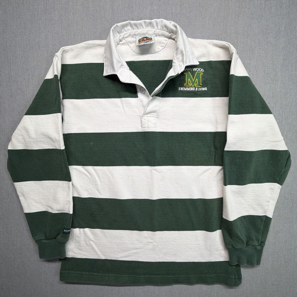 Vintage Barbarian Rugby Shirt Men's M Forest Green Colorblock Heavyweight